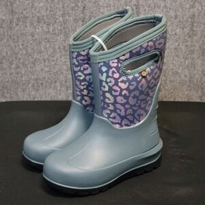 NWOT Bogs Girls Kids Metallic Leopard Waterproof Insulated Boots Size 13